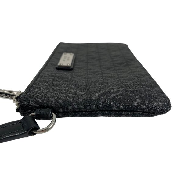 MICHAEL KORS MK Logo Coated Canvas Wristlet Wallet Clutch Black / Gray - Picture 9 of 12